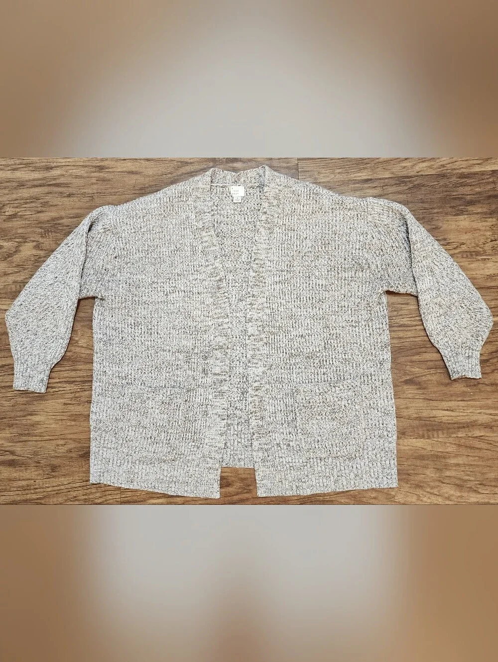 Soft Chunky Marled Oatmeal Brown Open Front Cardigan